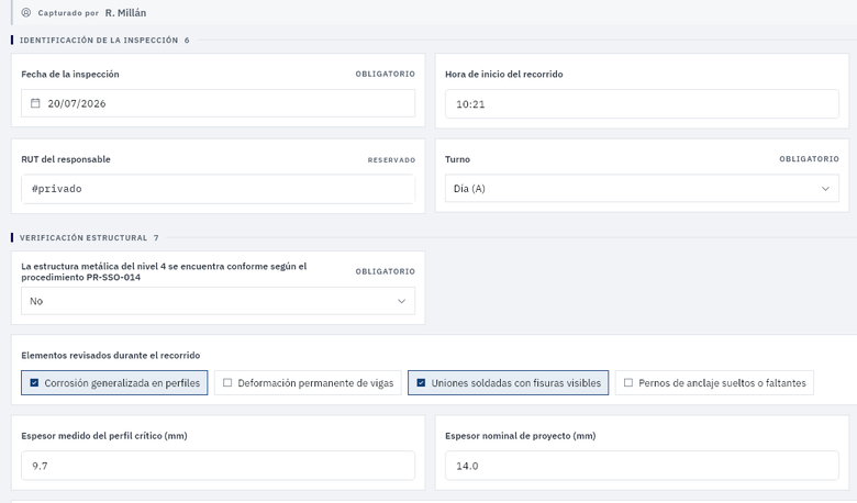Ficha de un registro abierta en PAIR, con sus campos llenos.